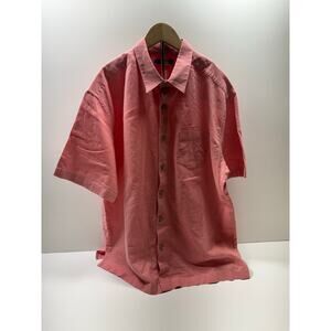 Cubavera Men’s Linen Button Up Shirt Sz Large Peach Beach Coastal Resort Summer